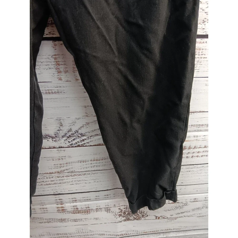 Zara Crop Pants Women's Small High Rise Belt Loops Length in Black Linen Blend